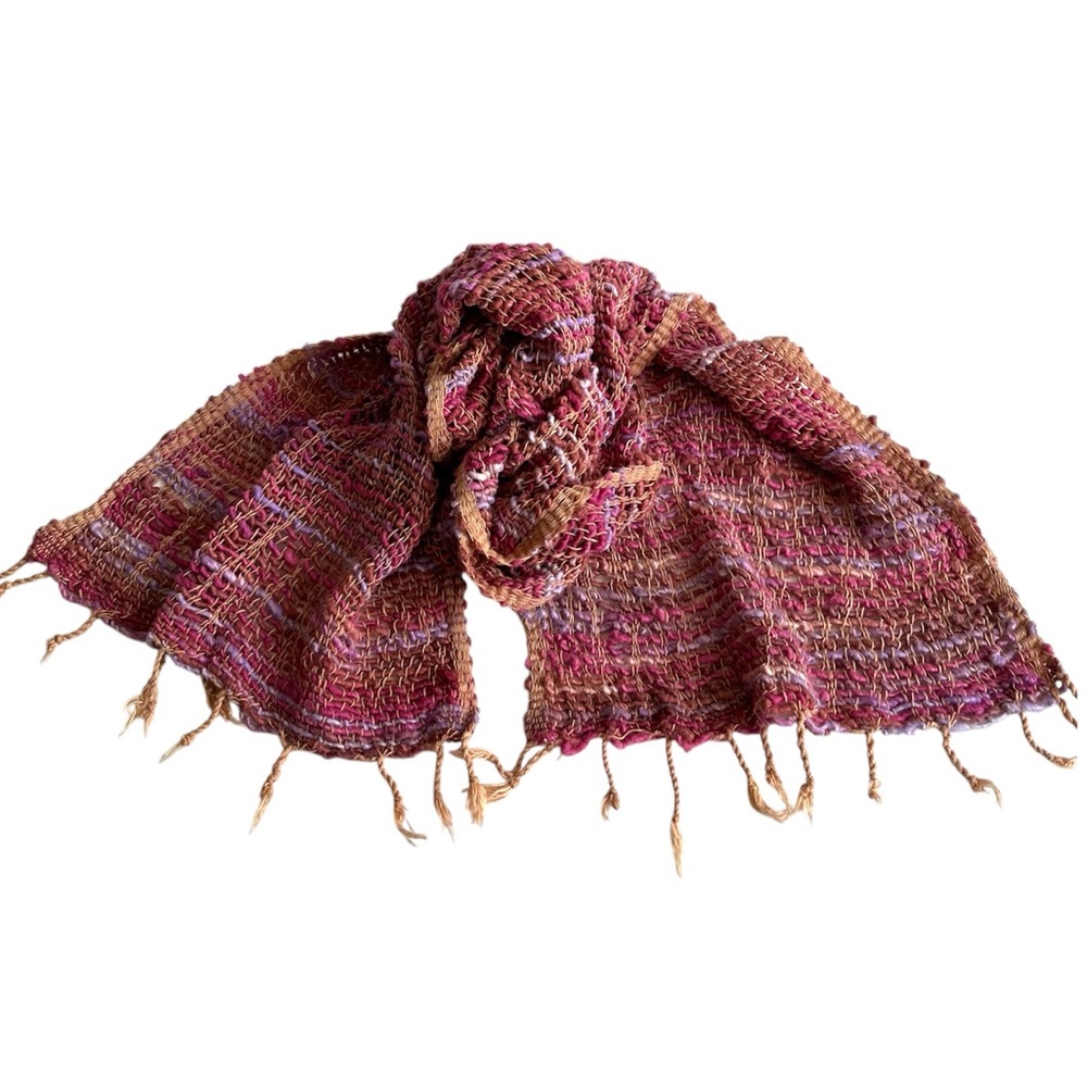 Hand woven chunky fringed scarf